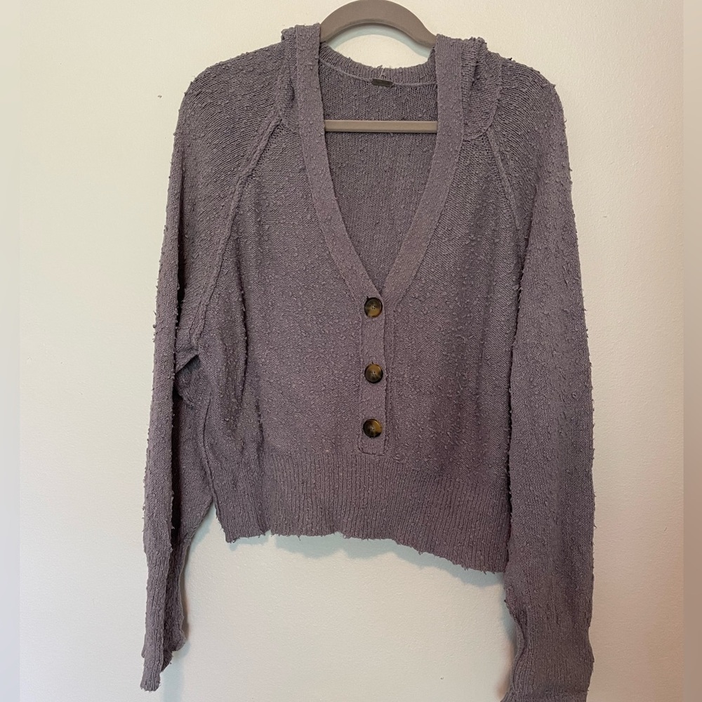 Free People button up hooded cardigan